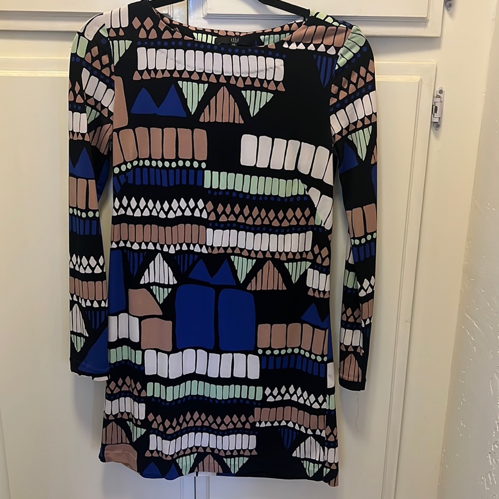 TIBI- geo design shift dress